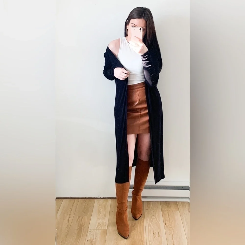 MaxMara Leisure Black Long Ribbed Cardigan Legging Set small